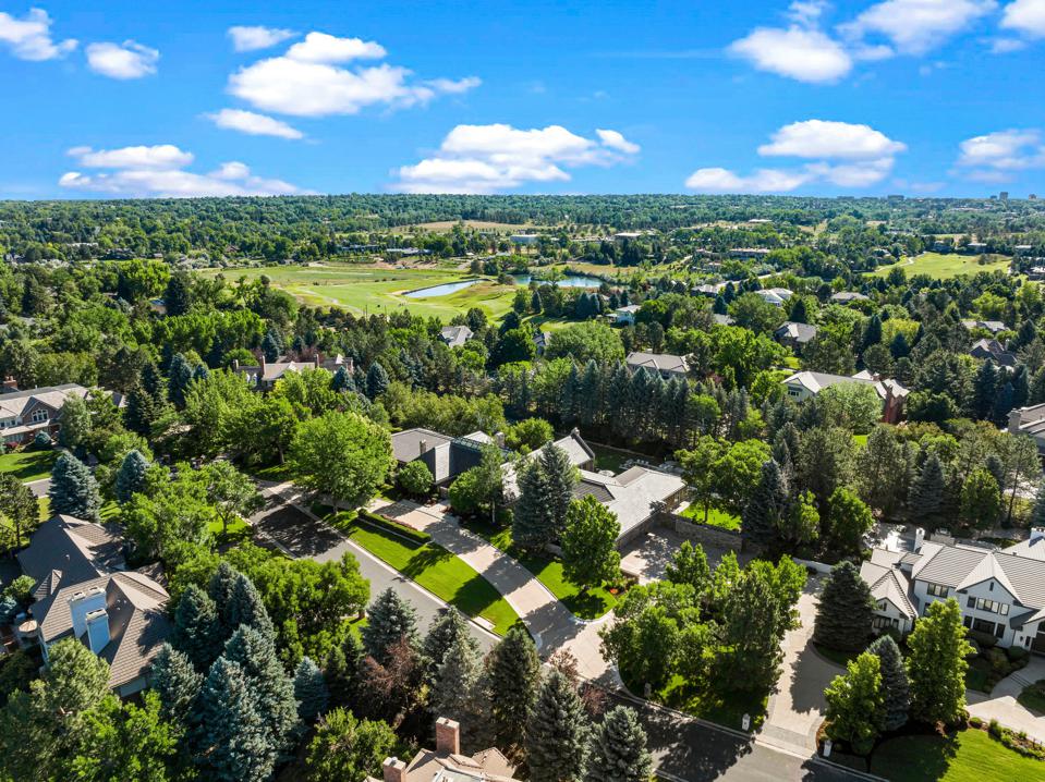 Aerial view of homes in Cherry Hills, Colorado |