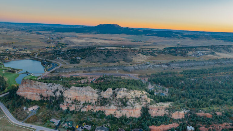 Aerial view of Bear Ridge available lots # 3 at dusk