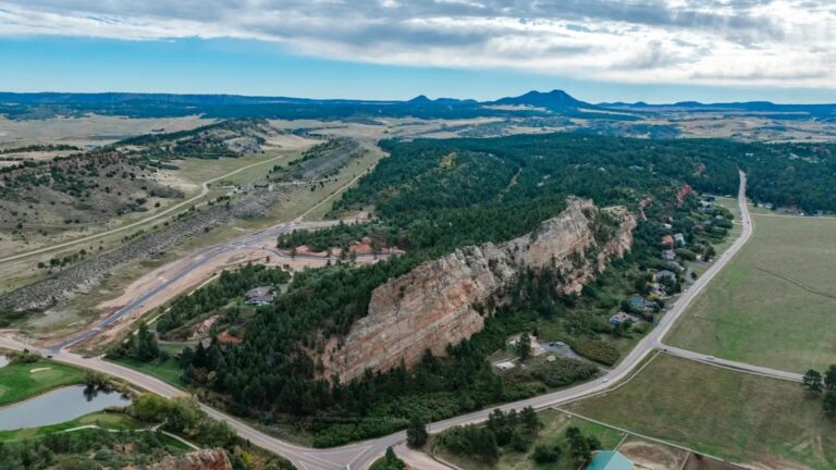 Aerial view of Bear Ridge available lots # 4 early in morning